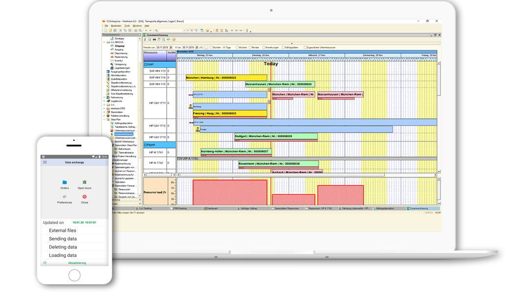 Transport management system for automating processes in overland, multimodal and logistics projects